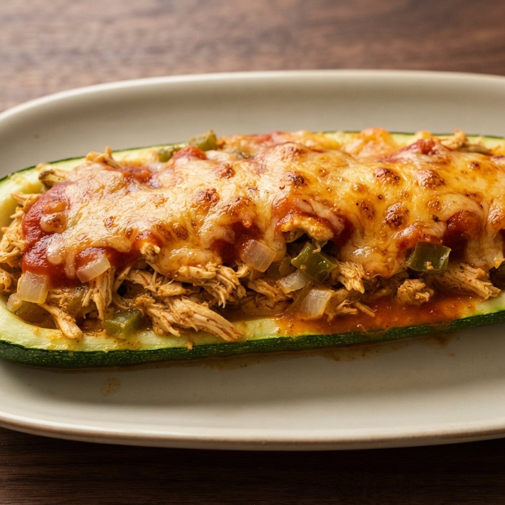 Chicken-Stuffed Zucchini Enchilada Boats