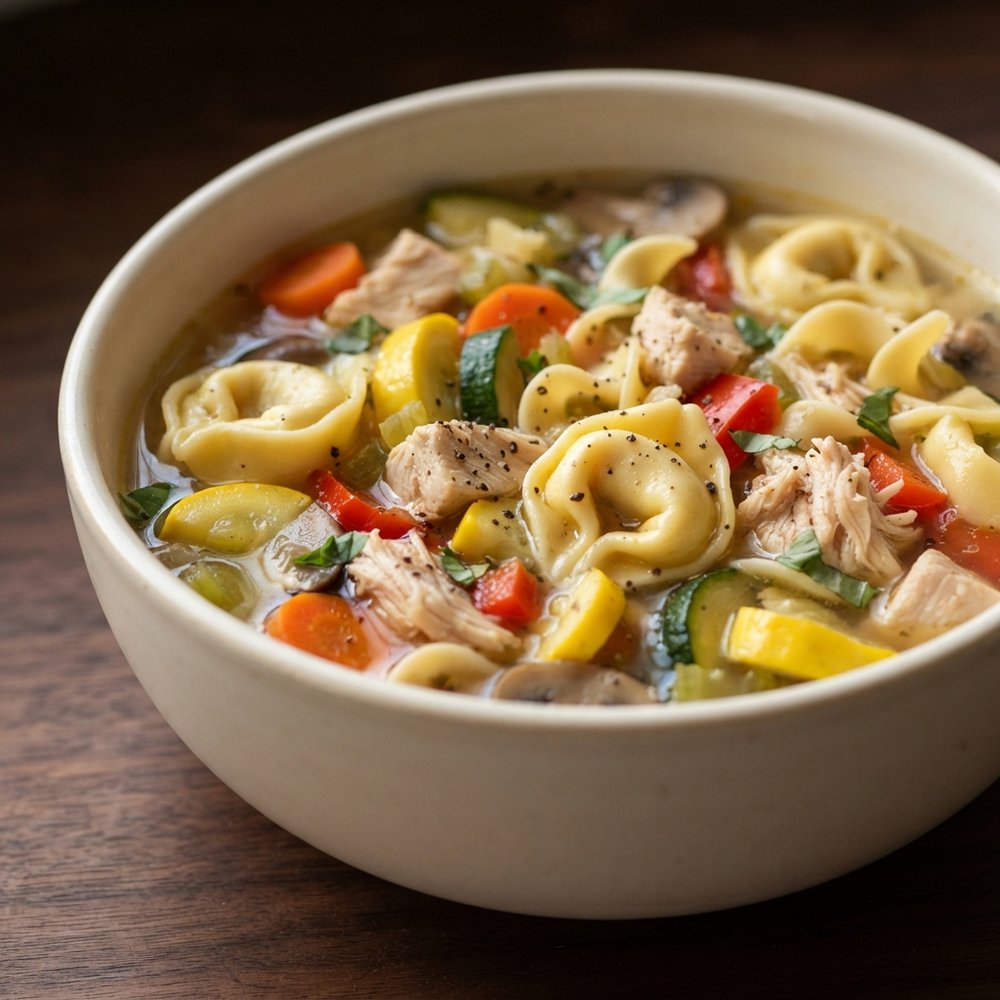 Chunky Chicken and Vegetable Soup with Tortellini