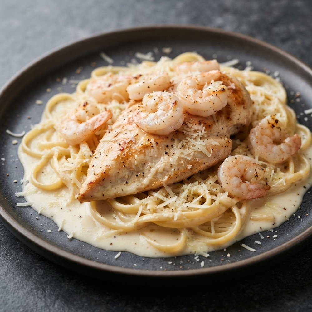 Grilled Shrimp and Chicken Pasta