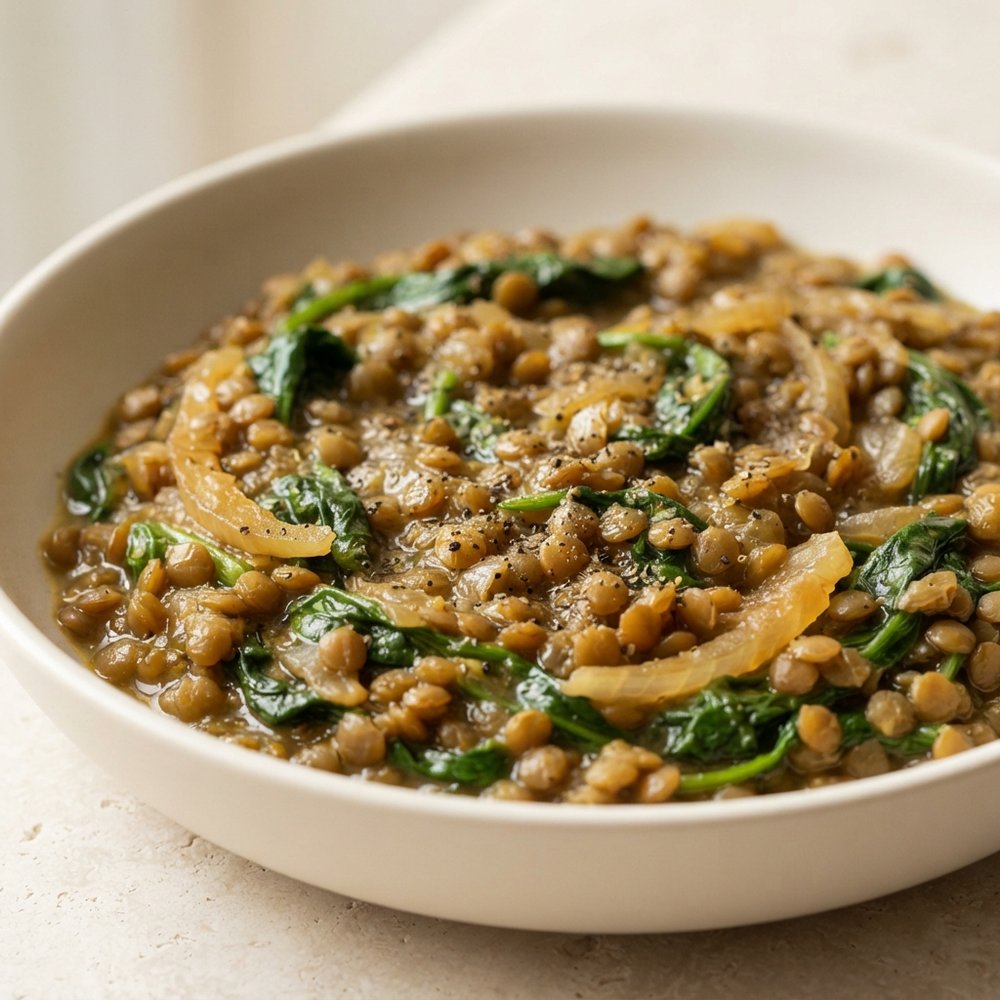 Spinach and Lentil Skillet