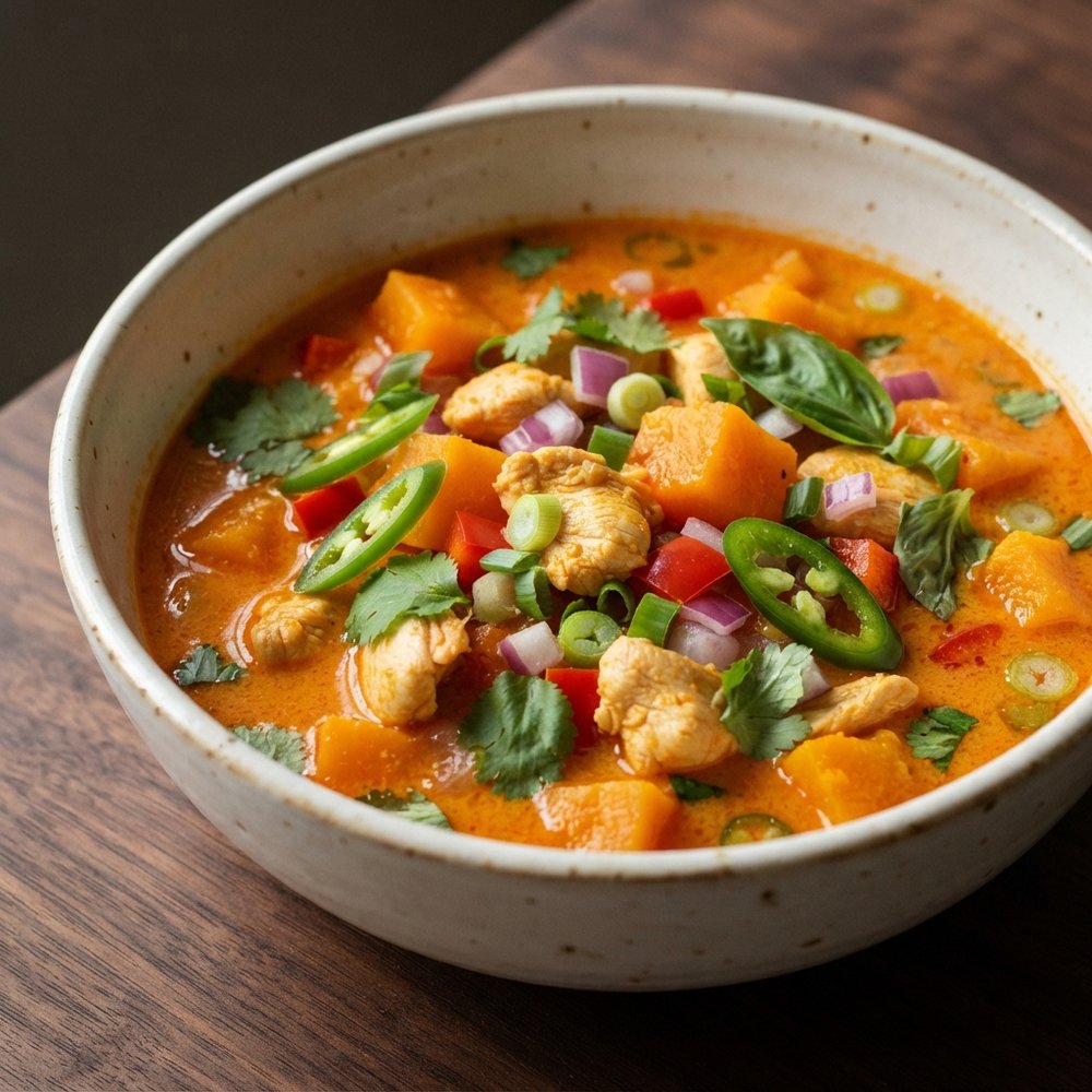 Red Curry Chicken and Pumpkin Soup