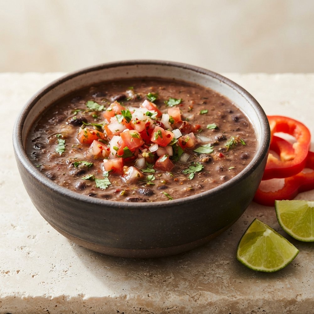 Pressure Cooker Fiery Black Bean Soup (Vegan)