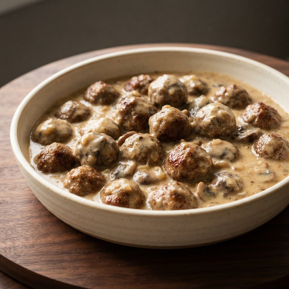 Swedish-Style Meatballs in Creamy Mushroom Sauce