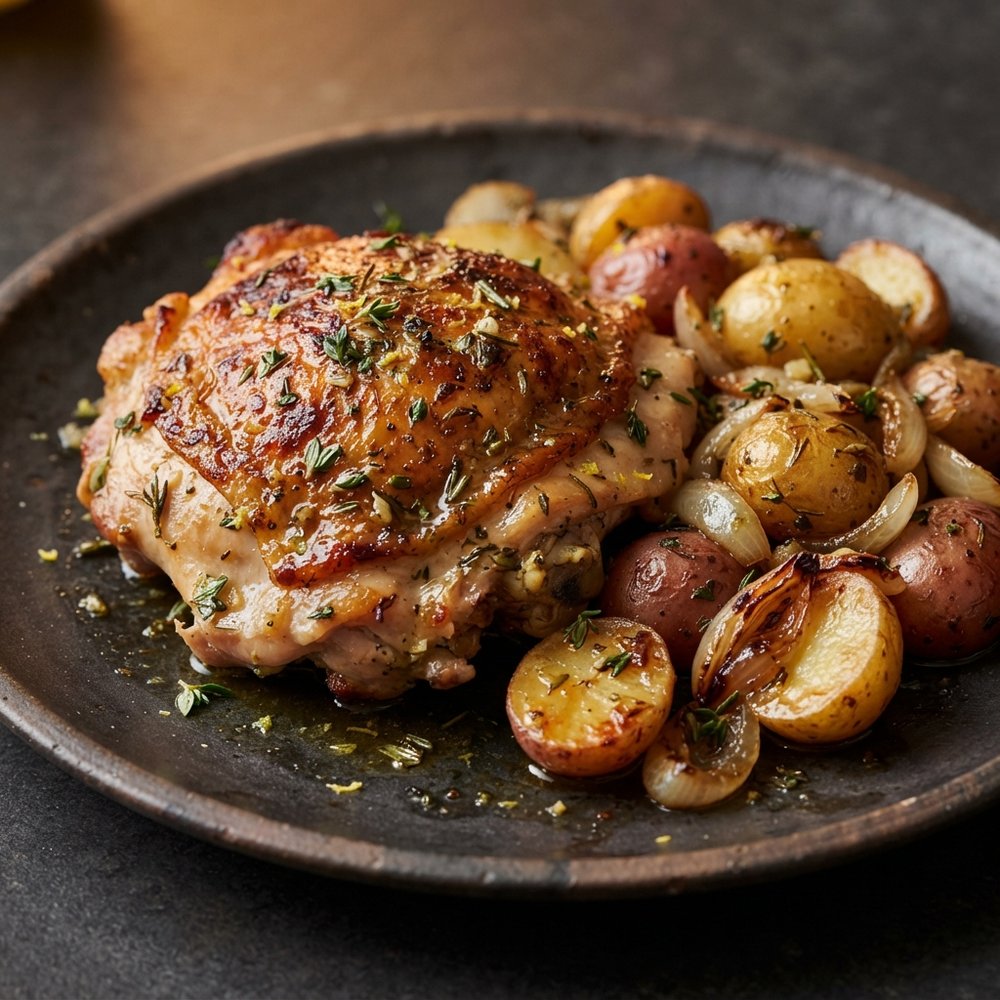 Herb-Butter Roasted Turkey Thighs with Lemon