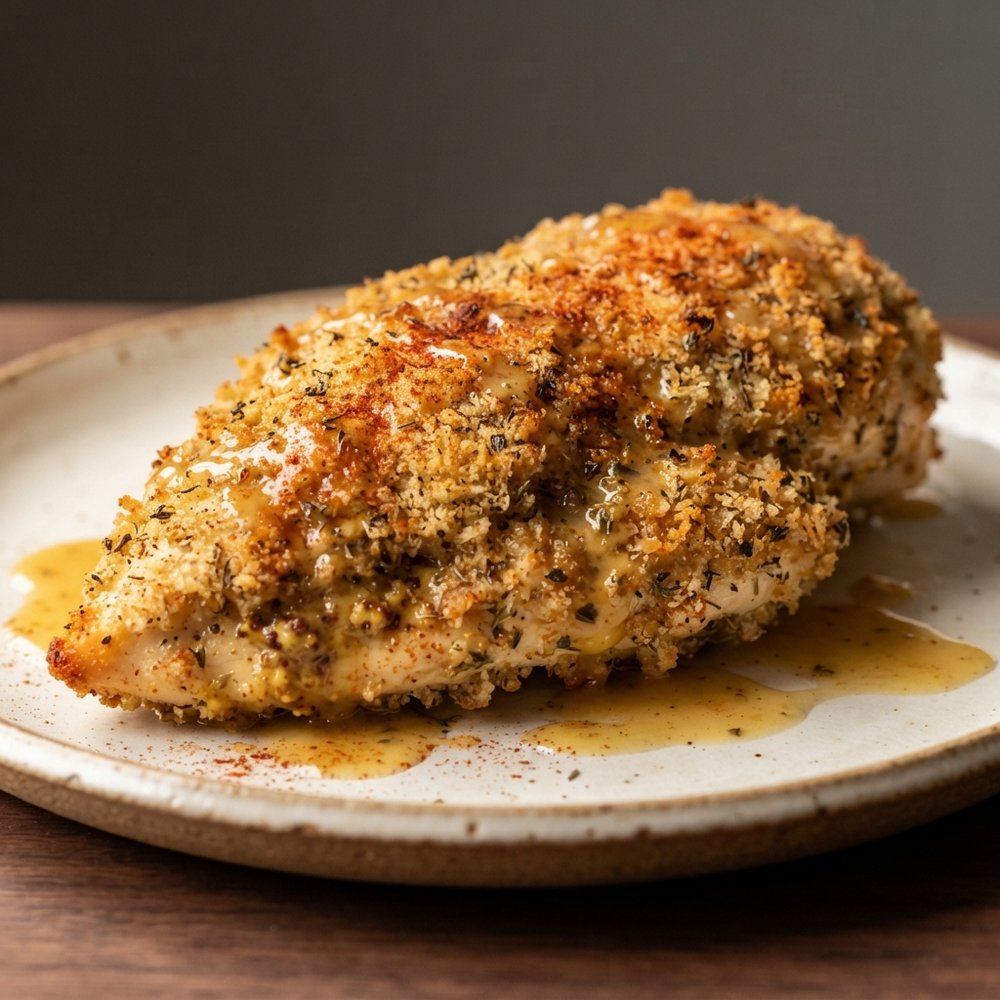Brown Mustard-Breaded Chicken Bake