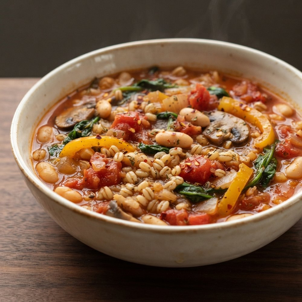 Barley Stew with White Beans and Spinach