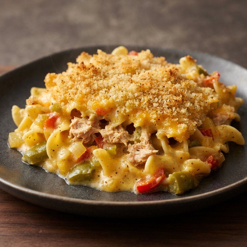 Creamy Tuna and Noodle Bake with Cheese