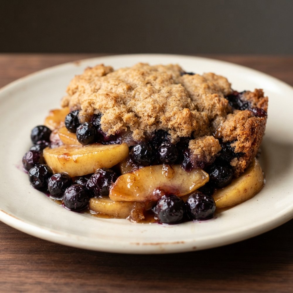 Maple Apple–Blueberry Skillet Cobbler