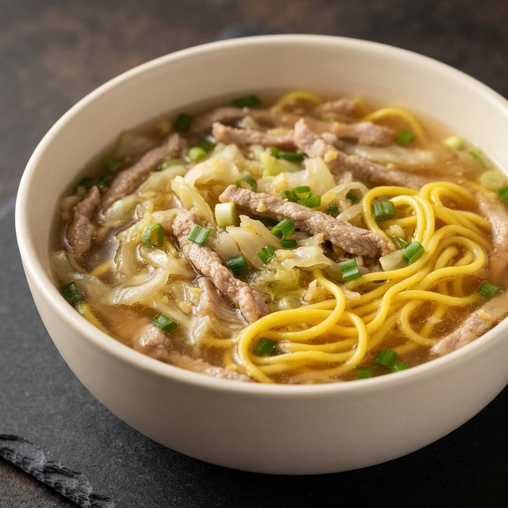 Chinese-Style Long Noodle Soup with Pork