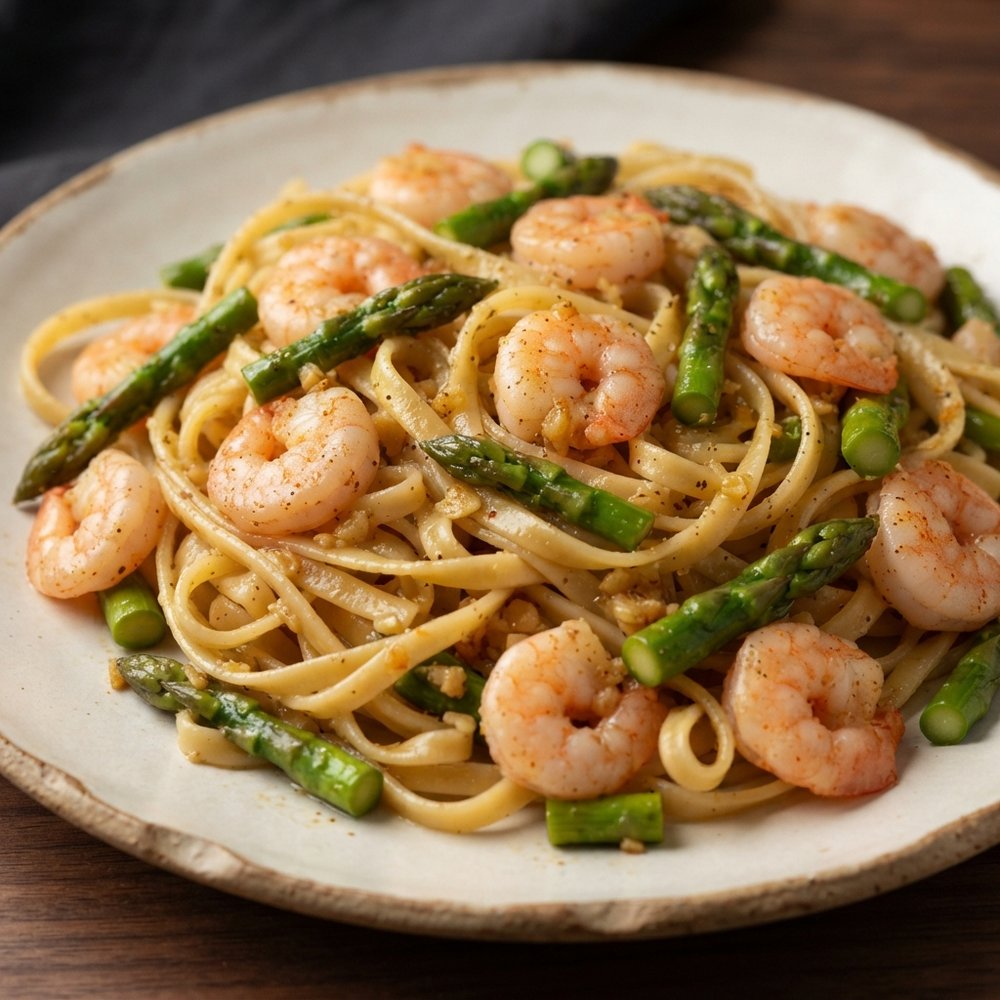 Fettuccine with Shrimp and Asparagus