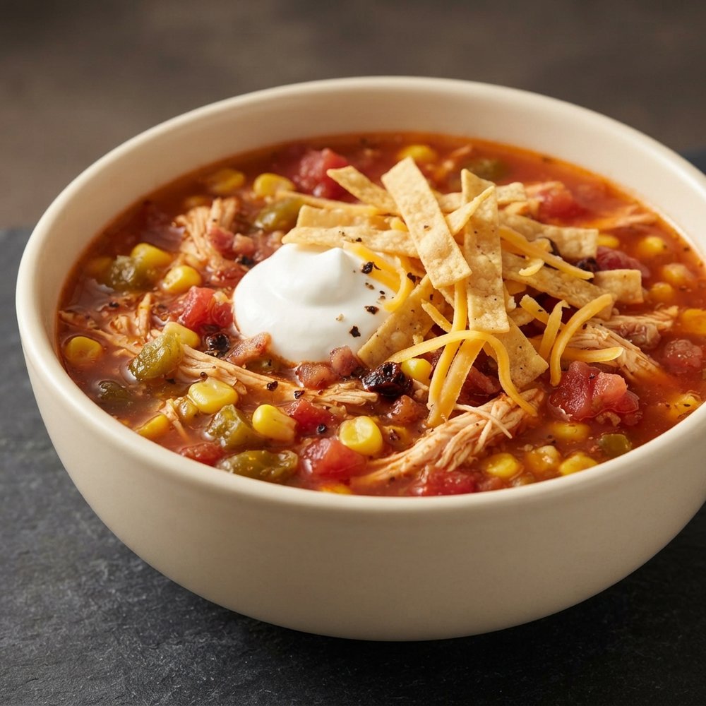 Fiery Chicken Tortilla Soup with Chipotle and Bacon