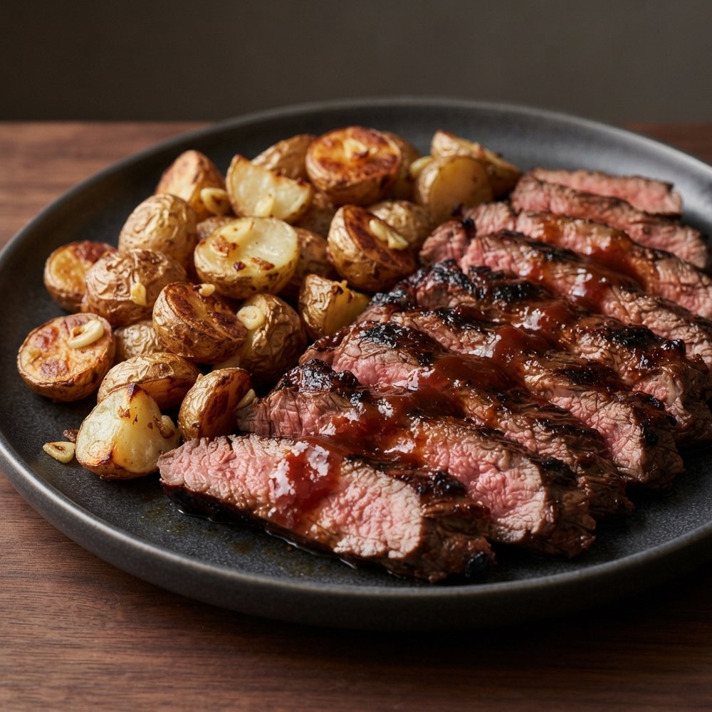 Grilled Skirt Steak with Roasted Potatoes