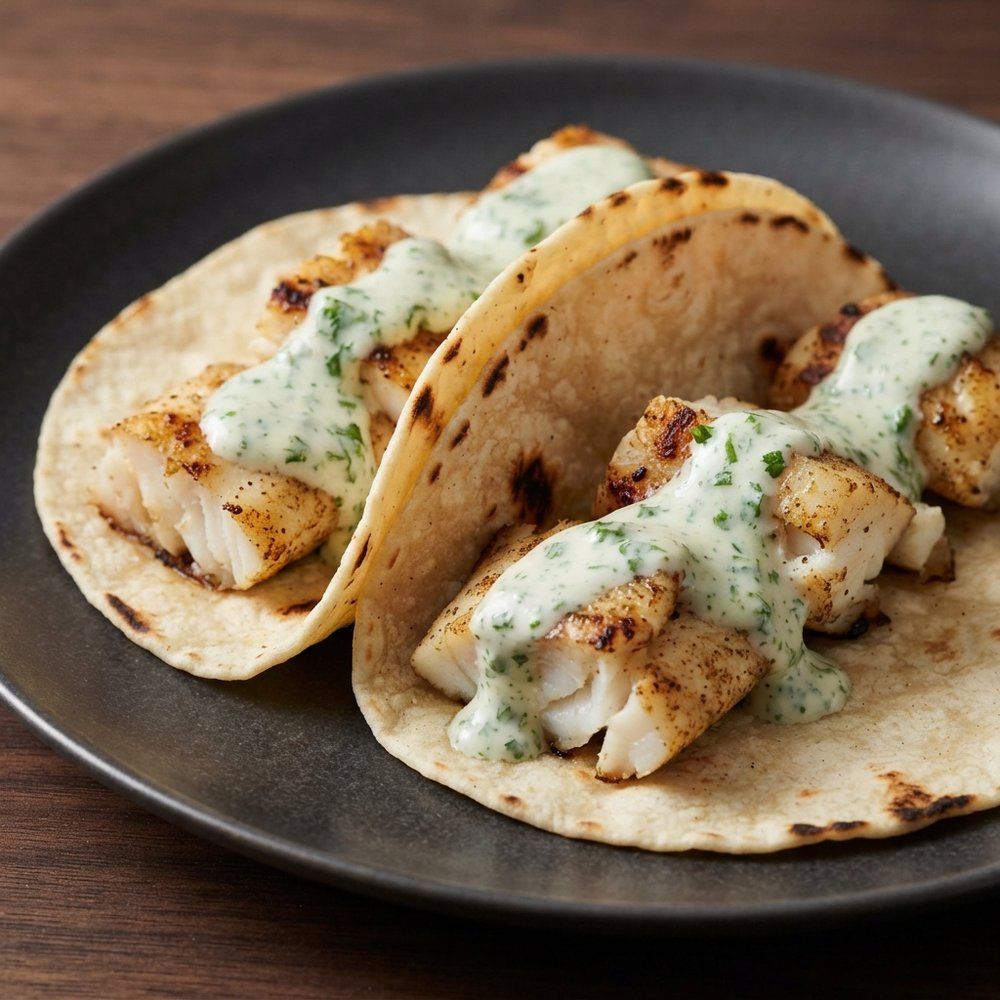 Weeknight Fish Tacos with Cilantro-Lime Sauce