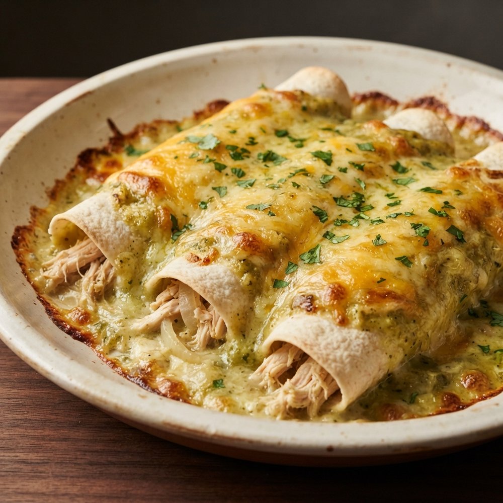 Creamy Chicken Enchiladas with Green Chile