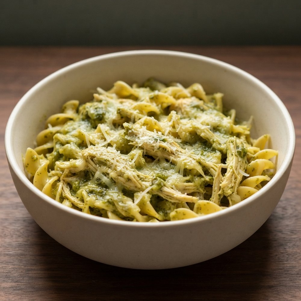 Crockpot Creamy Pesto Chicken with Pasta