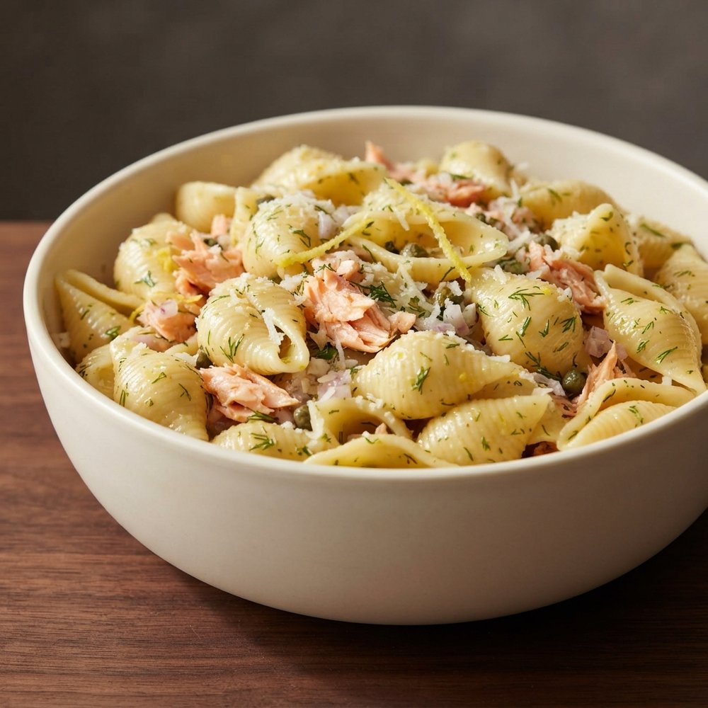 Bright Lemon-Dill Salmon Shell Pasta Salad
