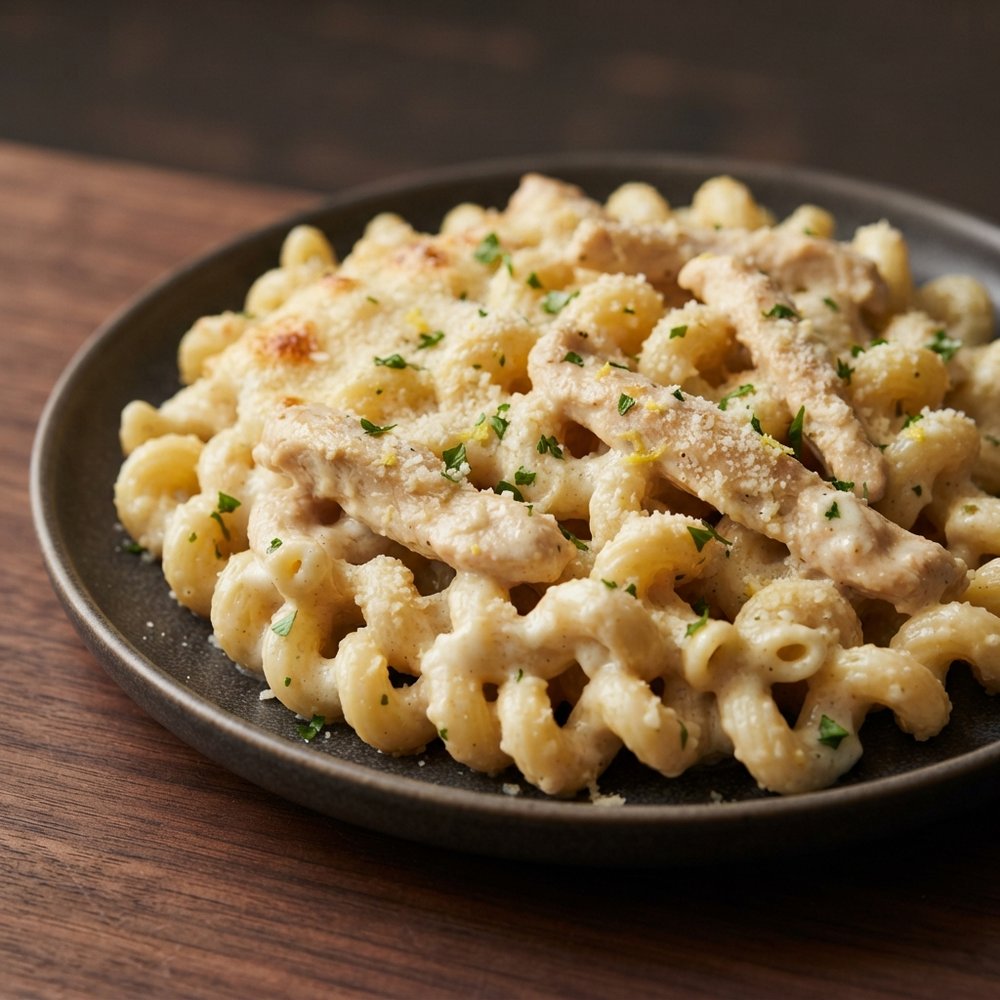 Cream Cheese Lemon Chicken Cavatappi Bake
