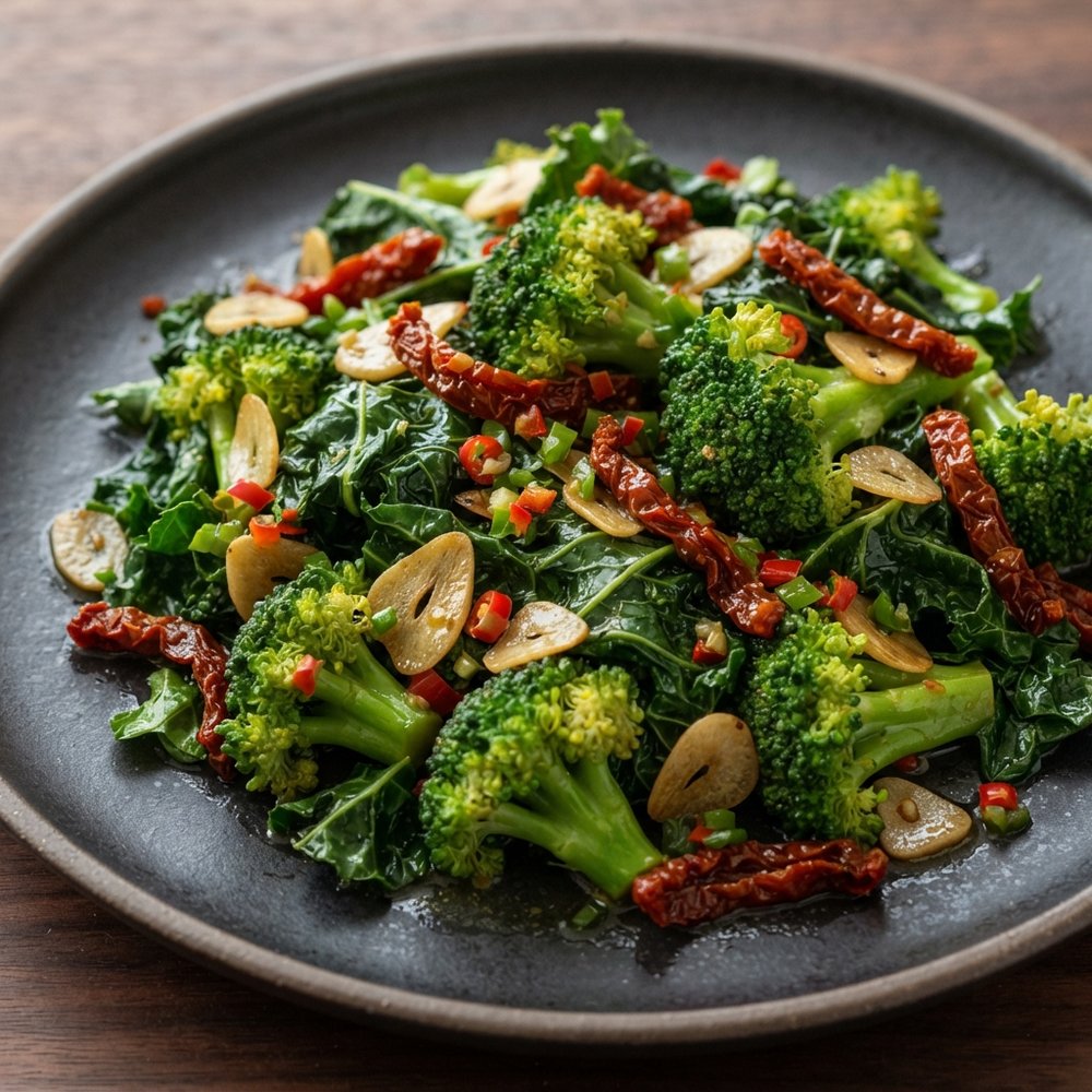 Garlicky Stir-Fry of Kale and Broccoli