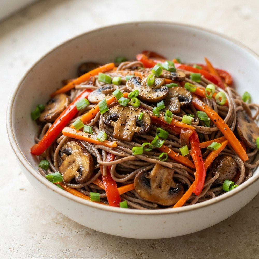 Pressure Cooker Soba Noodles with Mushrooms
