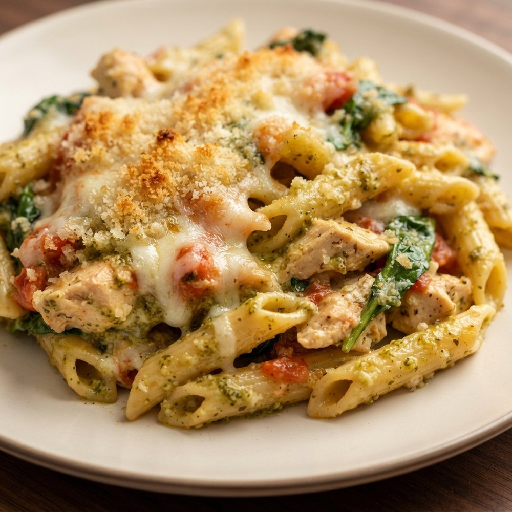 Baked Pesto Chicken Penne Bake