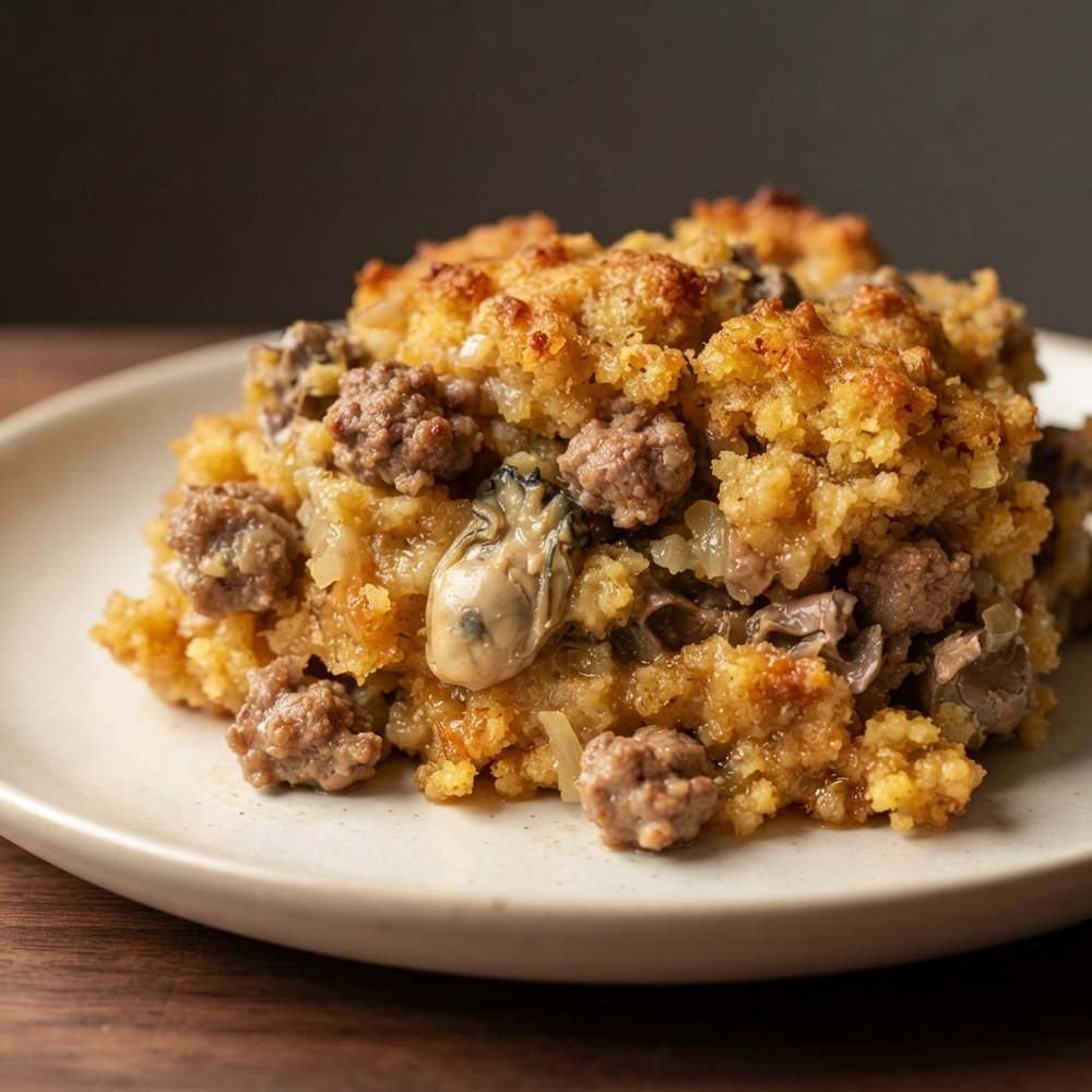 Festive Oyster Cornbread Stuffing