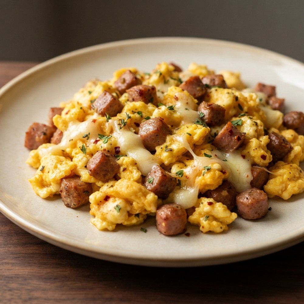 Spiced Scrambled Eggs with Vienna Sausage
