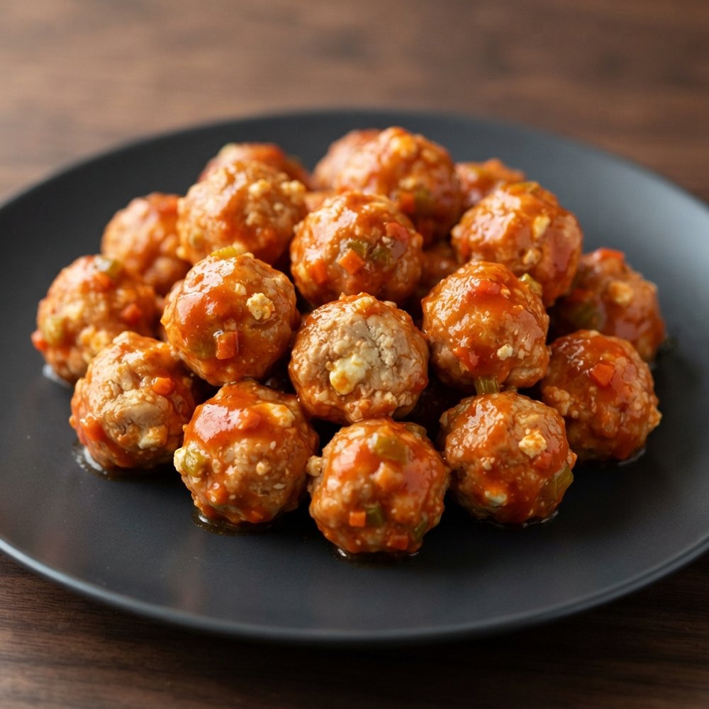 Buffalo Chicken Cocktail Meatballs with Feta Centers