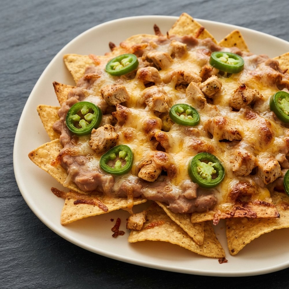 Chicken Nachos with Refried Beans