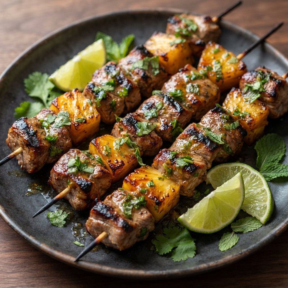 Mojo Pork and Pineapple Kebabs on the Grill