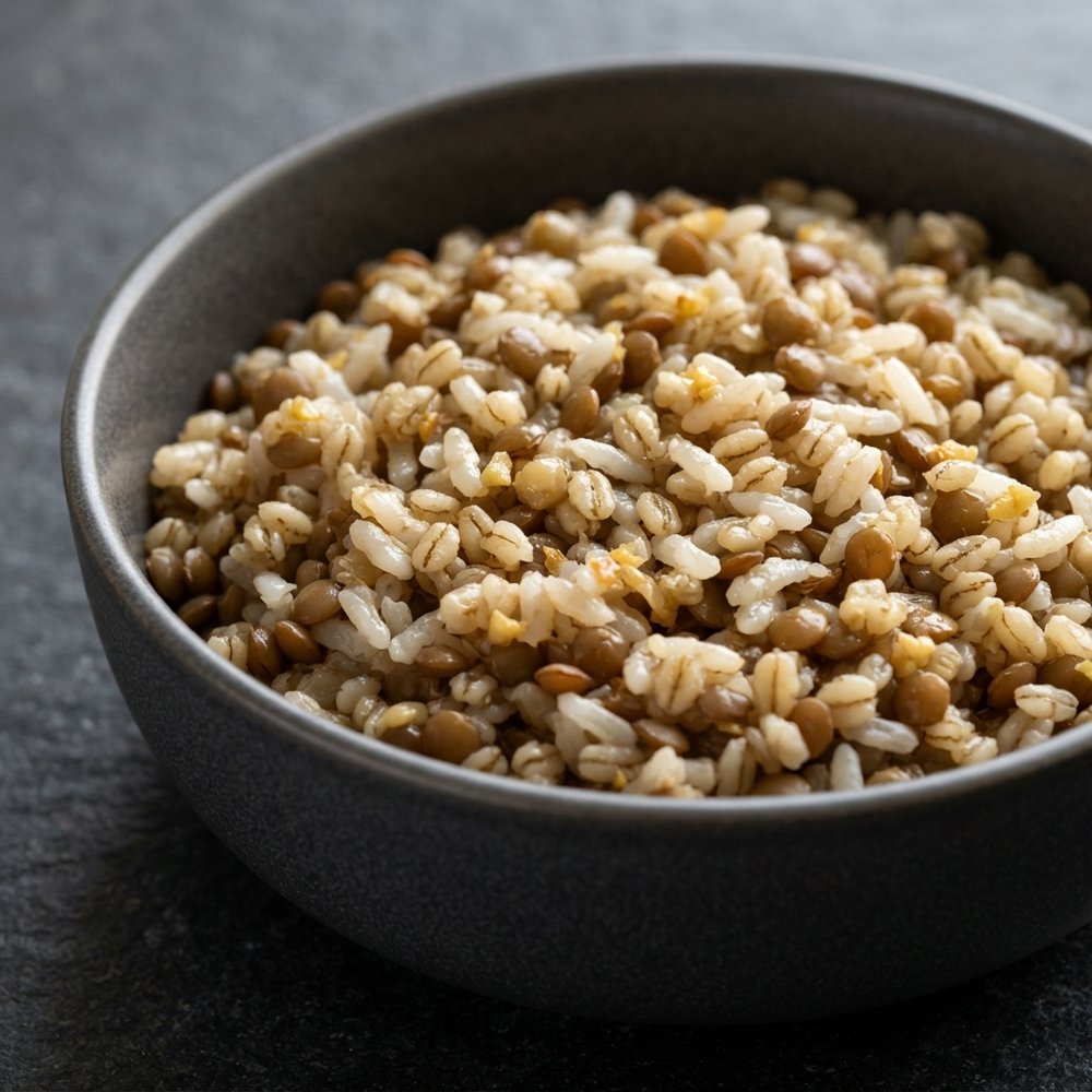 Rice Cooker Lentils and Rice with Barley