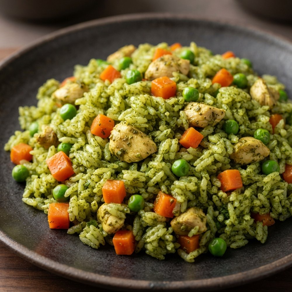Peruvian Green Cilantro Rice with Chicken
