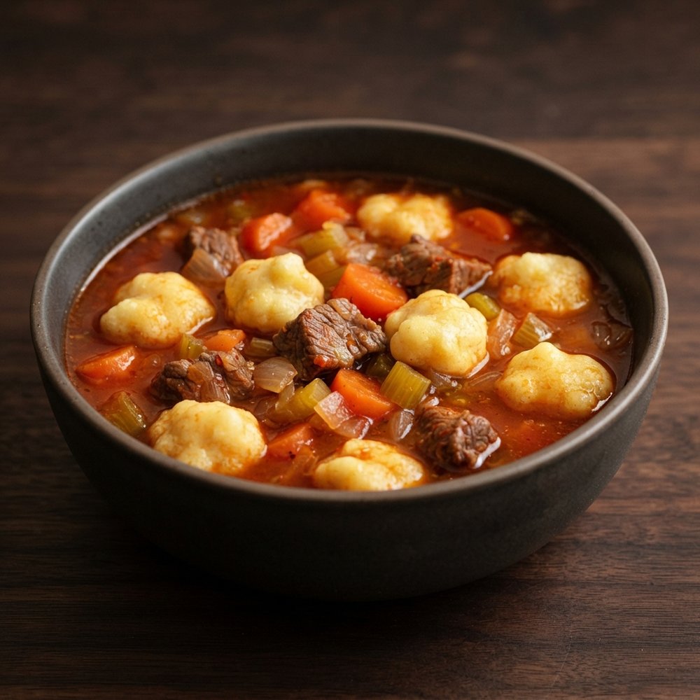 Red Wine Beef Soup with Tender Dumplings