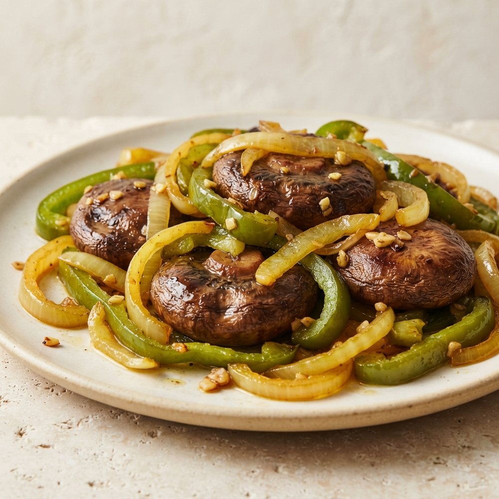 Sautéed Portobello Caps with Peppers and Onions