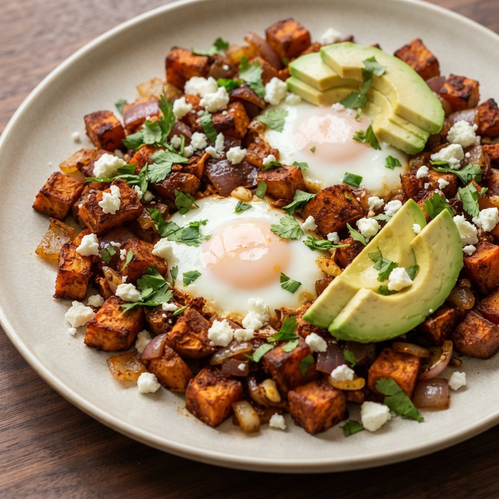 Greek-Style Cowboy Sweet Potato Hash with Eggs