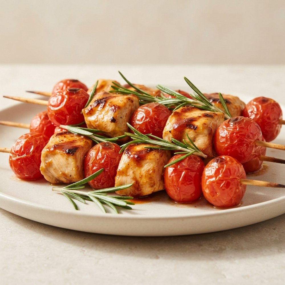 Rosemary-Glazed Chicken and Tomato Kebabs