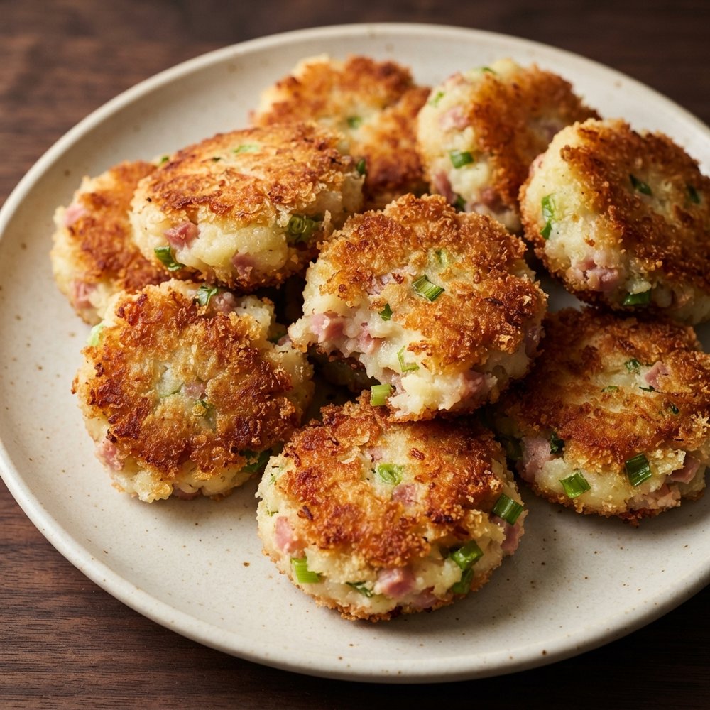 Crispy Ham-and-Potato Cake-ettes