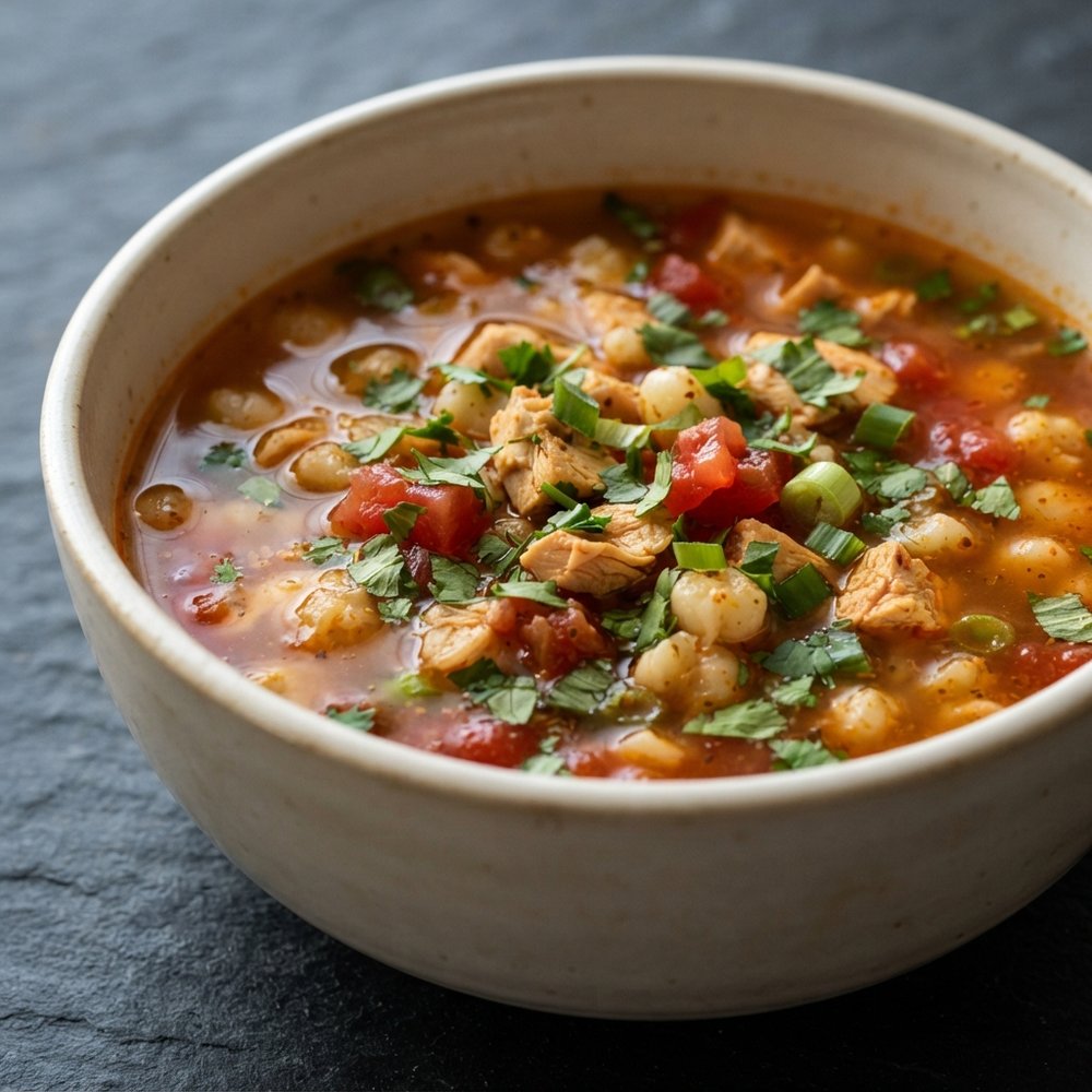 Lime-Cilantro Chicken Hominy Soup