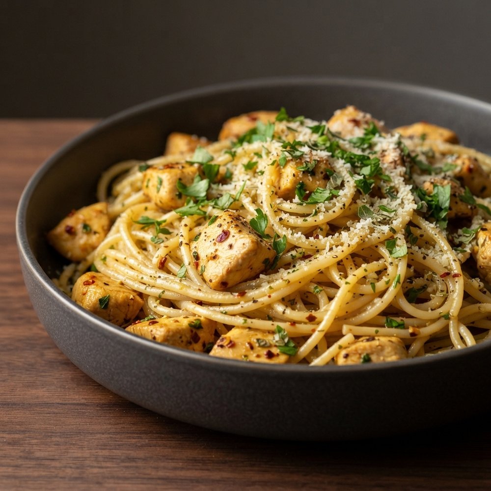 Spicy Chicken Garlic Spaghetti