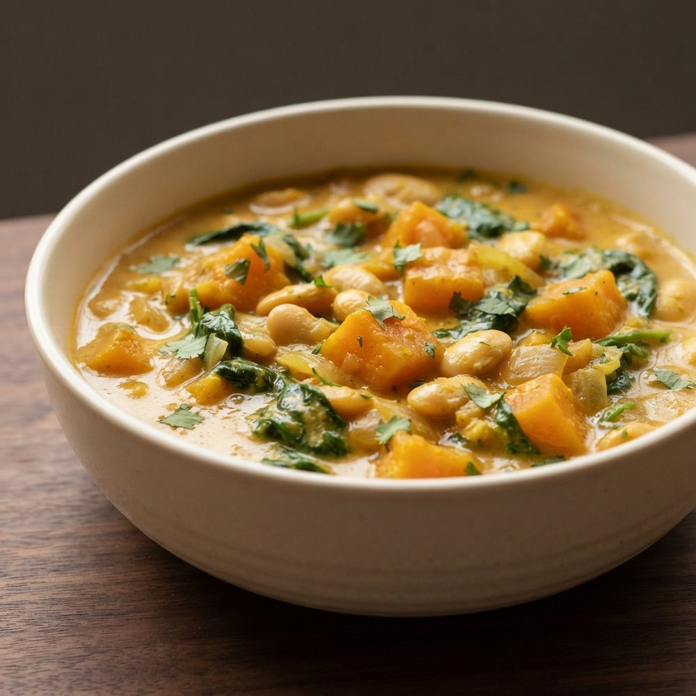Coconut Pumpkin, Butter Bean & Spinach Curry