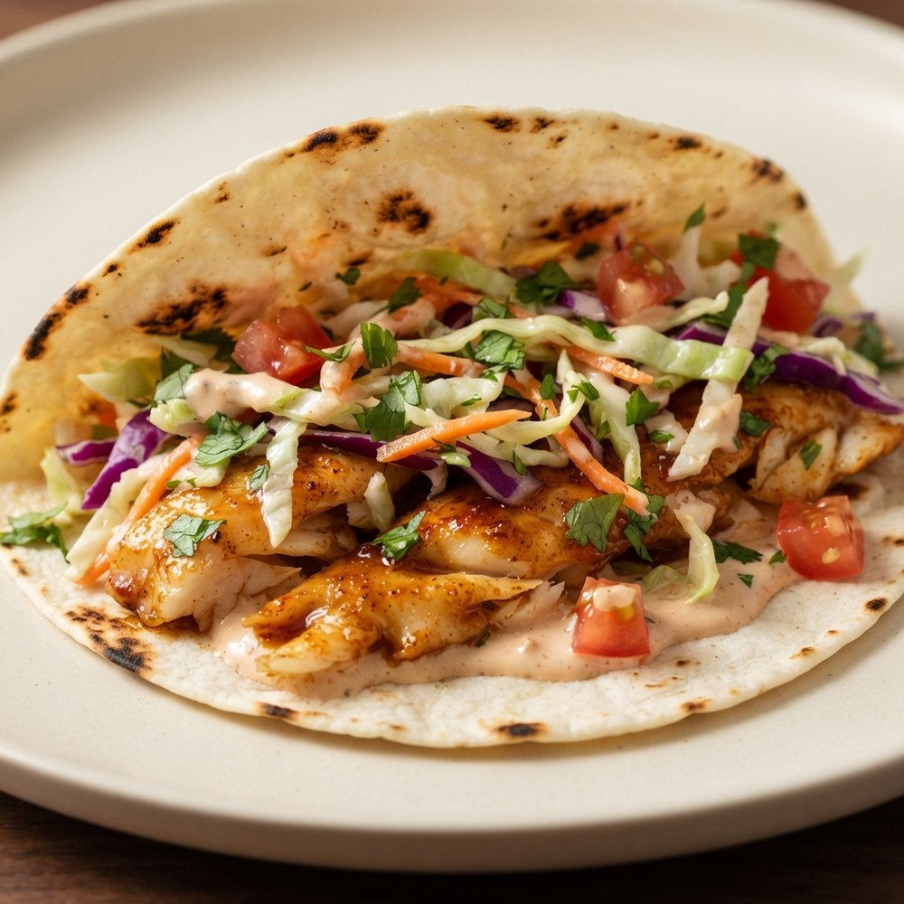 Lightened-Up Fish Tacos with Cilantro Slaw