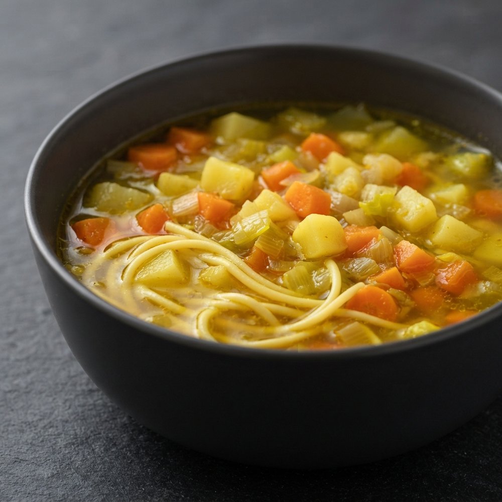 Golden Turmeric Vegetable Soup with Potatoes, Leeks, and Carrots