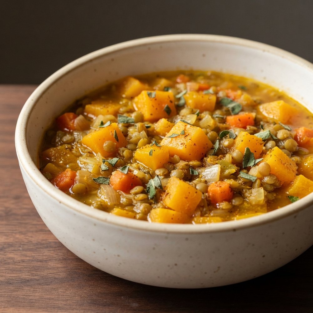 Slow-Cooker Lentil and Butternut Squash Stew (Vegan)