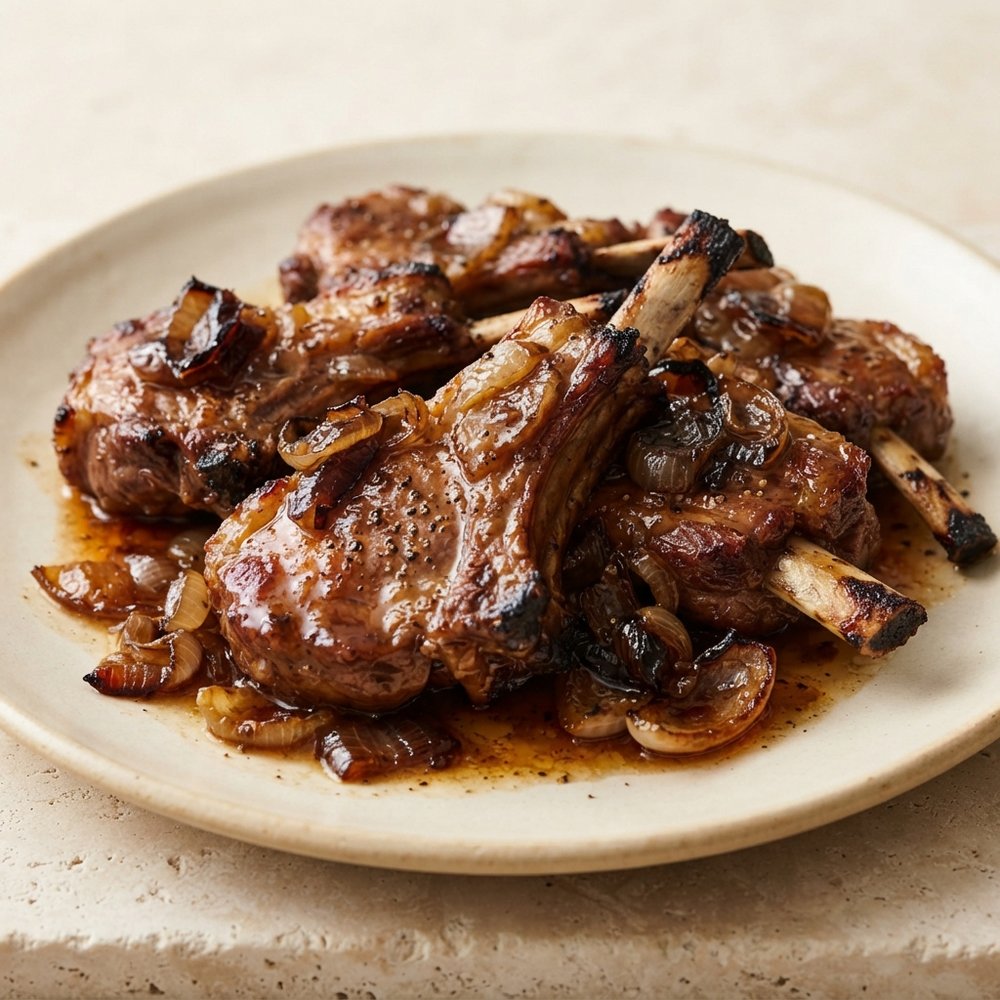 Honey-and-White-Wine Glazed Lamb Ribs