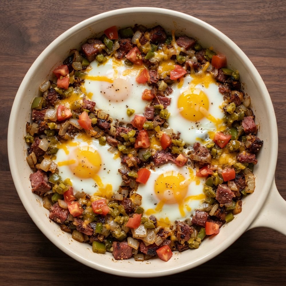 Skillet Corned Beef Hash with Eggs