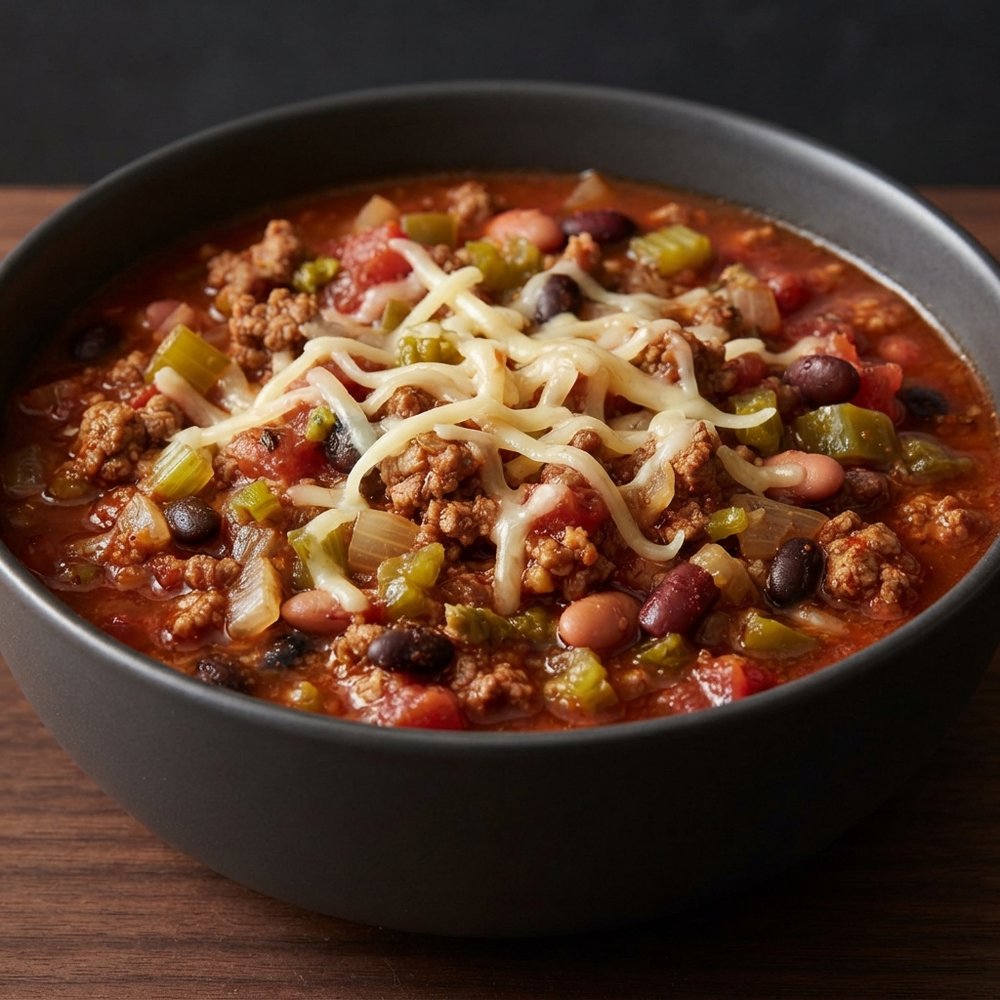 Robust Three-Bean Ground Beef Chili