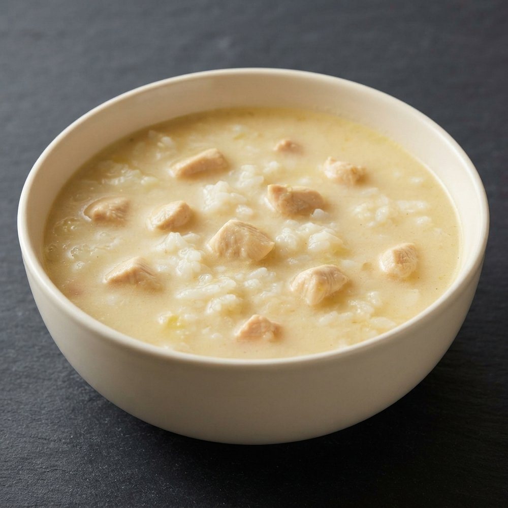 Bright Lemon Chicken and Rice Cream Soup