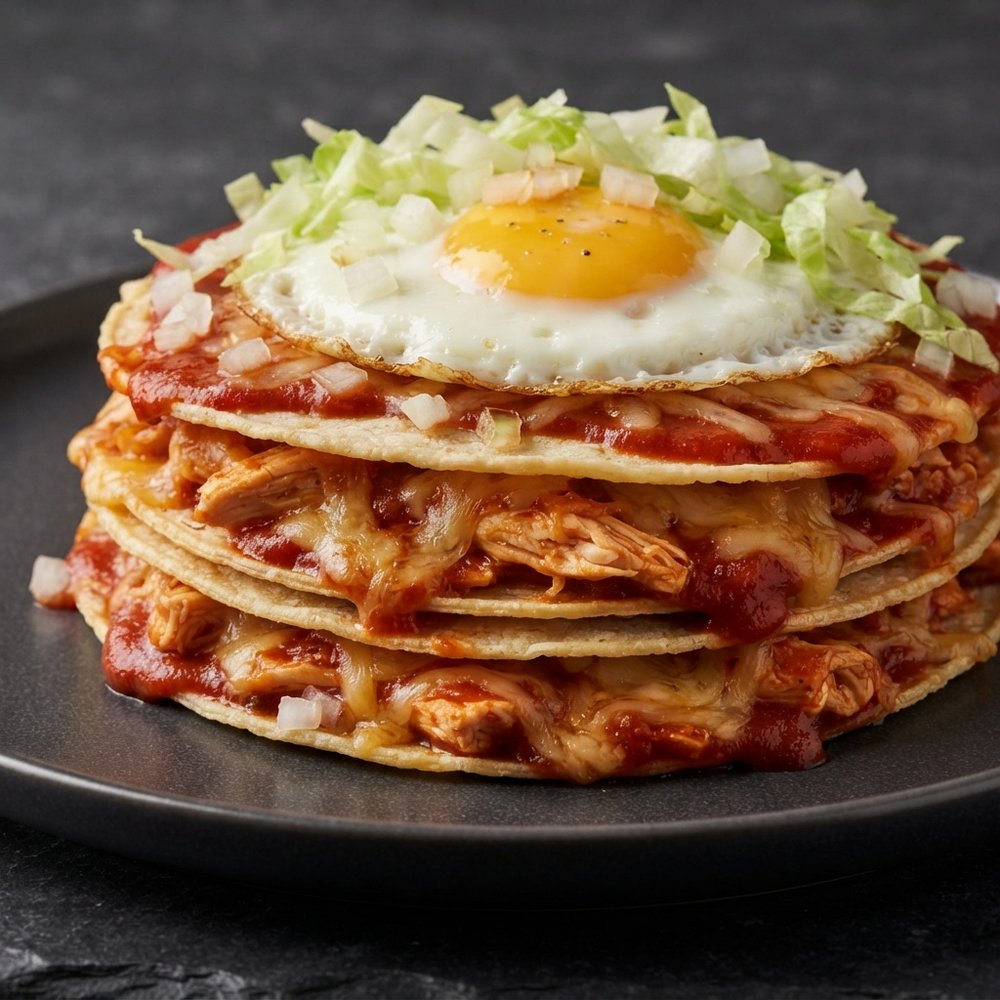 New Mexican Stacked Chicken Enchiladas