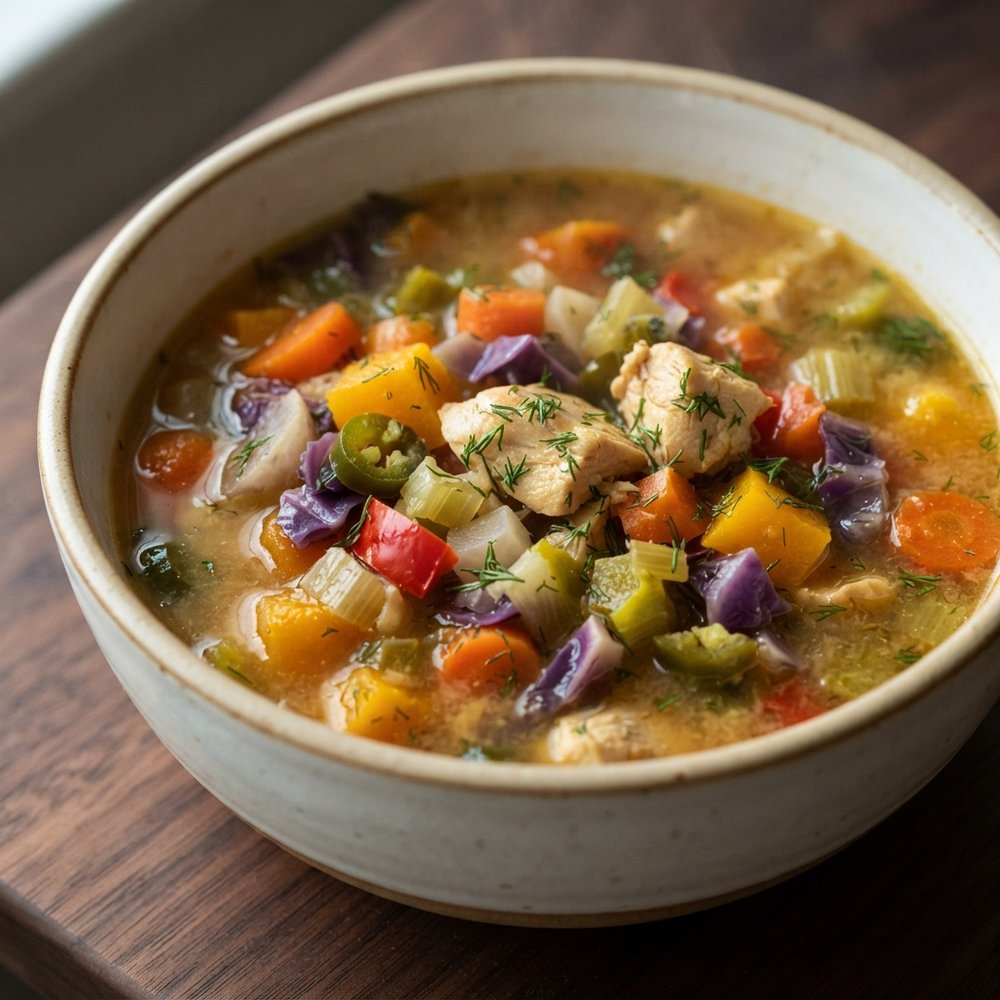 Miso Chicken Soup with Mixed Vegetables