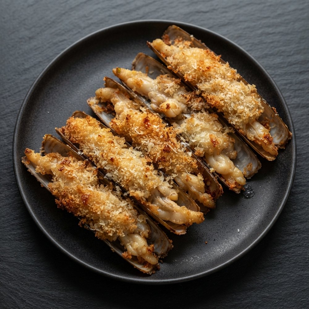 Crispy Panko-Fried Razor Clams with Parmesan