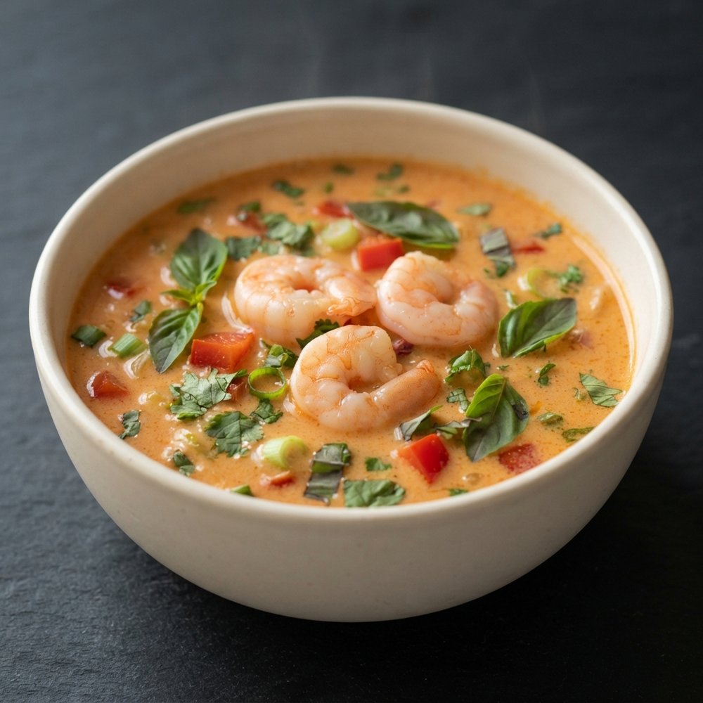 Red Curry Coconut Soup with Shrimp